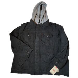 Levi’s Sherpa-Lined Military Jacket – Men’s 3XL, Black, Hooded, NWT